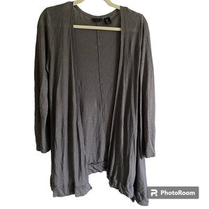 TAHARI 100% Linen Lightweight Gray Long Sleeve  Cardigan Size L